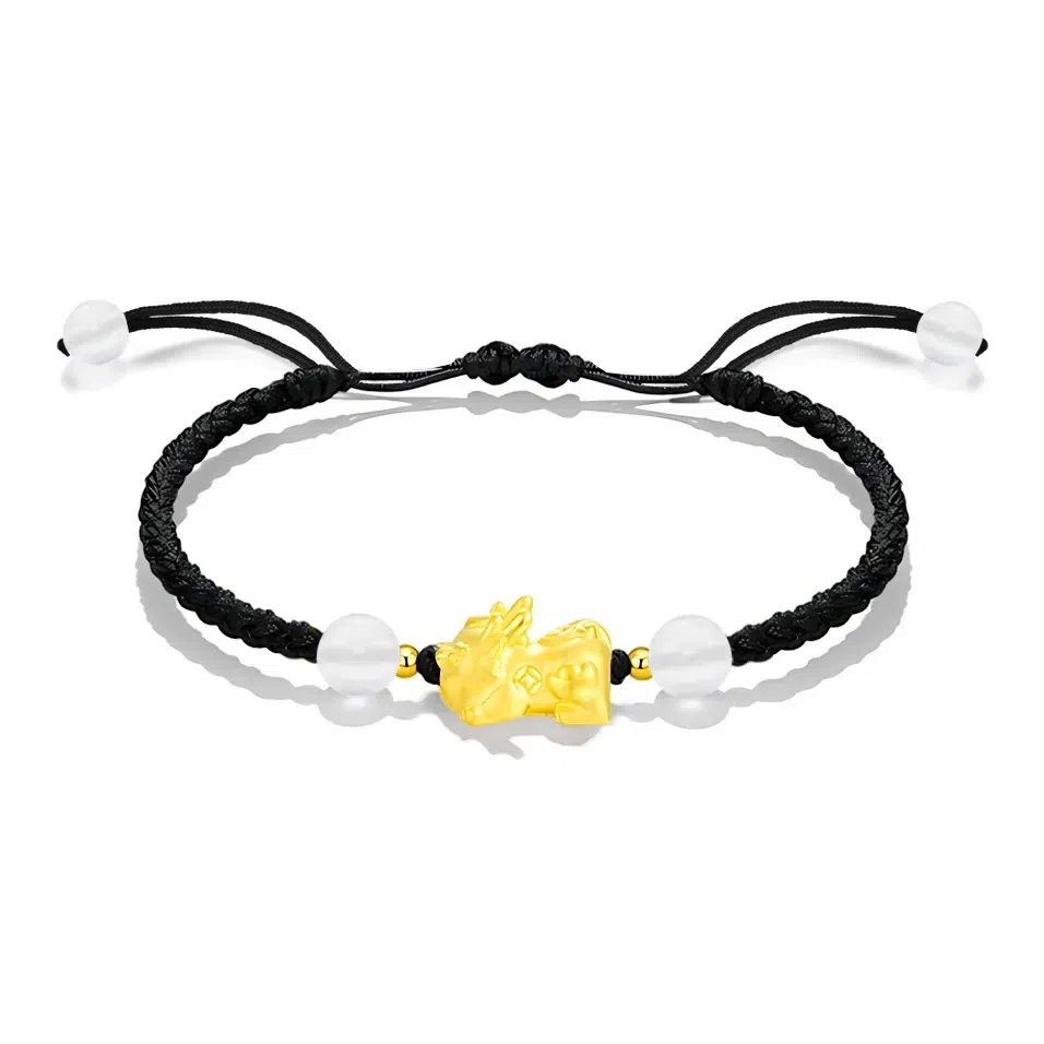 吉瑶 中式  萌趣可爱 招财貔貅 新中式 国风国潮  简约 清新小众 平安聚财 纳福 琉璃 手链 男女同款情侣款