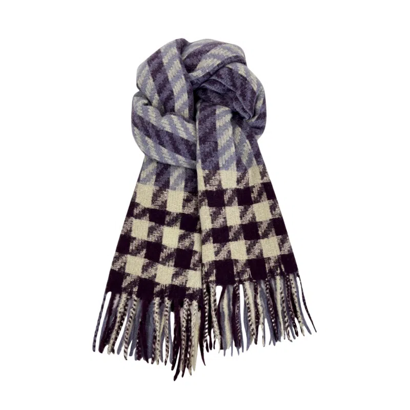 北极绒 日系复古氛围感格子流苏学生加厚保暖百搭高级感 绒线围巾 男女同款情侣款