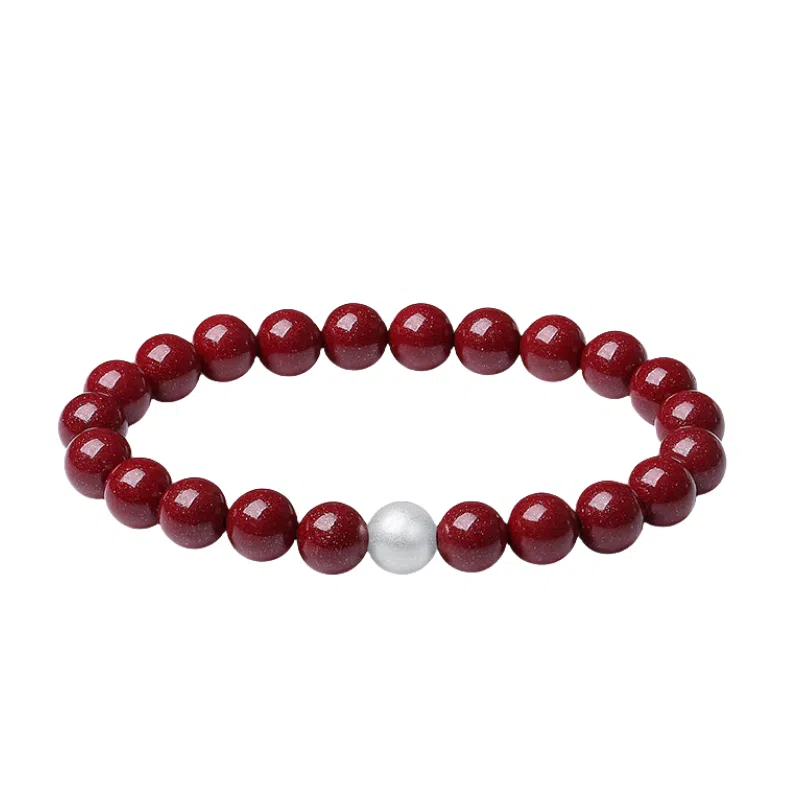 幸囍礼 【一物一证 高品质】足银“朱”事顺利 好运转运珠  本命年国潮国风前程似锦 朱砂 手串 男女同款情侣款