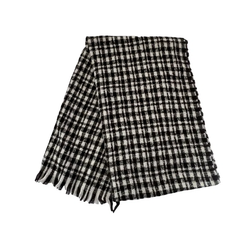 北极绒 新款高级感 经典百搭格子 秋冬季护颈两用 聚酯纤维 绒线围巾 男女同款情侣款