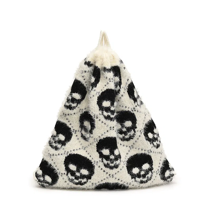 垣途者 小众个性简约百搭 毛绒 双肩包 女款 多个骷髅/单个大骷髅