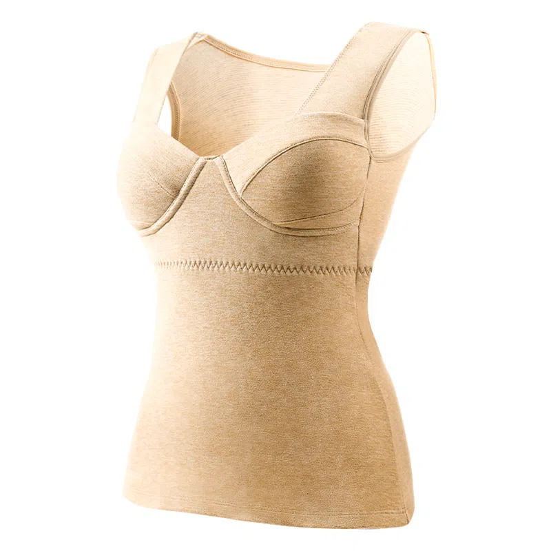 欧迪芬 厚款打底衣发热升温磨毛高弹带胸垫秋衣显瘦修身锁温保暖上装 女款