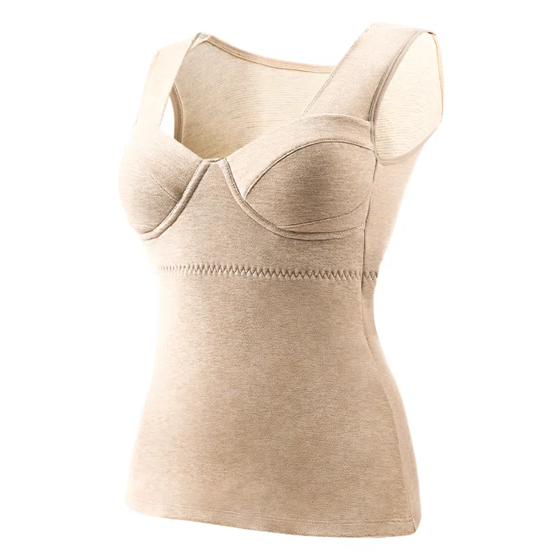 欧迪芬 厚款打底衣发热升温磨毛高弹带胸垫秋衣显瘦修身锁温保暖上装 女款