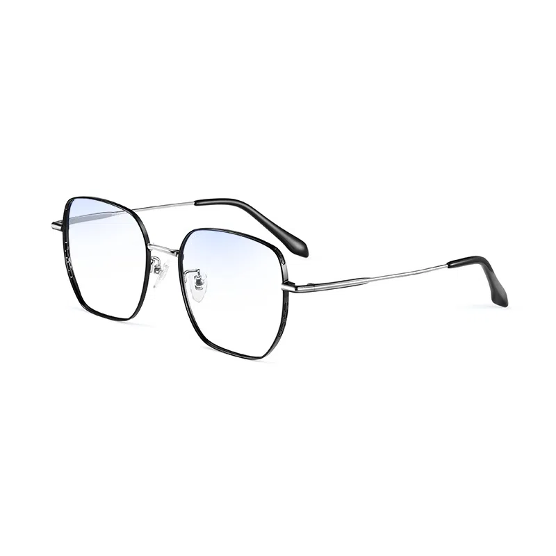 苍木优品 学生超轻大框网上配眼睛镜框 合金β钛 不规则形 光学镜架 男女同款情侣款 枪色 黑银 黑色