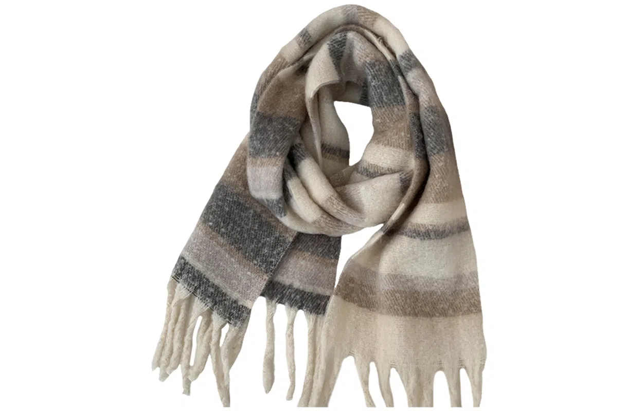 优幽兰 韩版高级感马海毛撞色流苏时尚百搭秋冬季加厚保暖美拉德氛围感学生休闲简约潮流穿搭 绒线围巾 女款