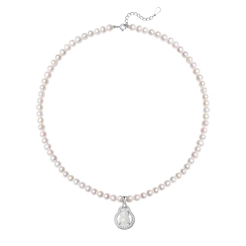 遇点 葫芦 好运福禄精致优雅高级感锁骨链 日常生日纪念日好礼 淡水珍珠 项链 女款