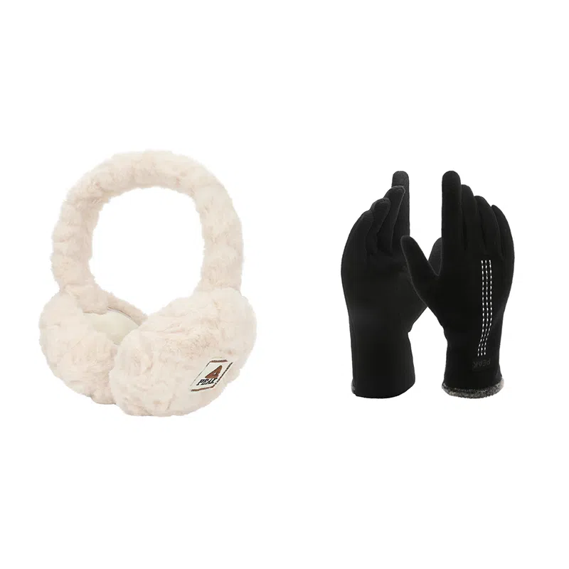 匹克 秋冬季保暖套装户外出行防寒加厚加绒可触屏 聚酯纤维/氨纶 绒线手套 男女同款情侣款