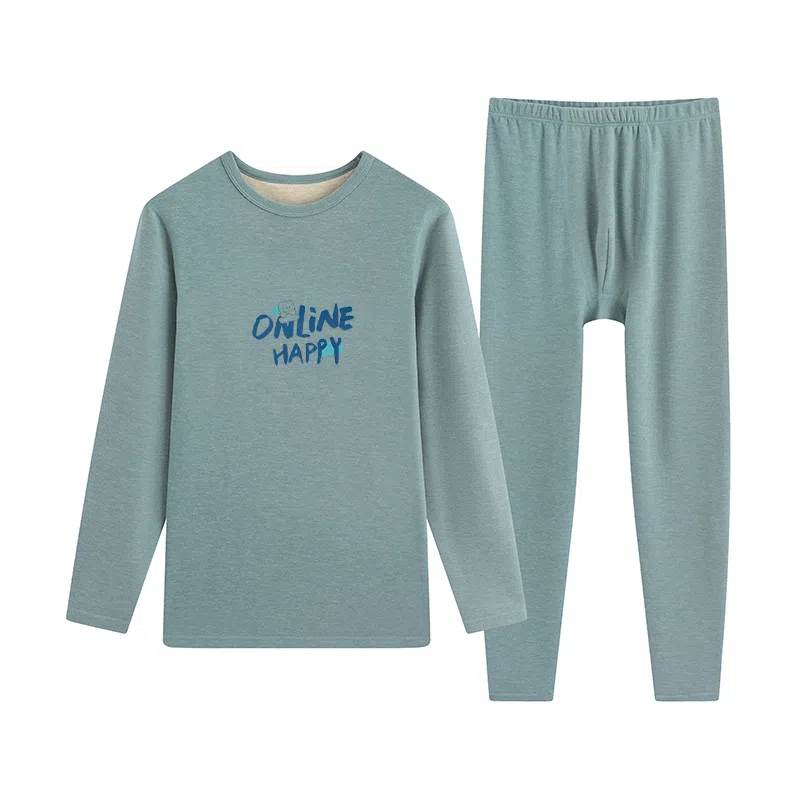 贴身领域 青少年内衣羊绒蚕丝德绒秋衣秋裤打底秋线衣线裤冬季保暖套装 男款