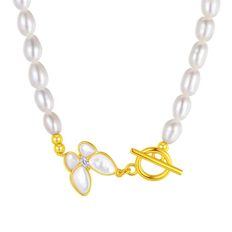 遇点 好运蝴蝶 新中式国潮精致优雅小众高级感设计 生日纪念日送给女朋友好礼 淡水珍珠 项链 女款