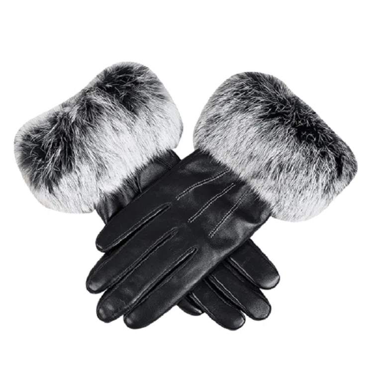 上海故事 秋冬季防风防寒开车骑行加绒保暖时尚真皮轻奢 羊皮革 手套 女款 黑色