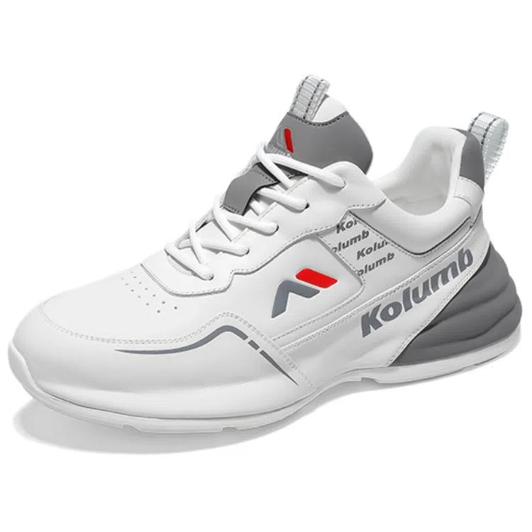 哥仑步 简约舒适 百搭时尚 防滑耐磨增高 低帮 生活休闲鞋 男款 白灰