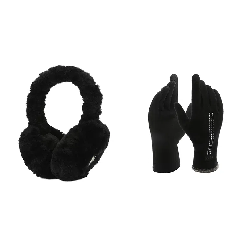 匹克 秋冬季保暖套装户外出行防寒加厚加绒可触屏 聚酯纤维/氨纶 绒线手套 男女同款情侣款