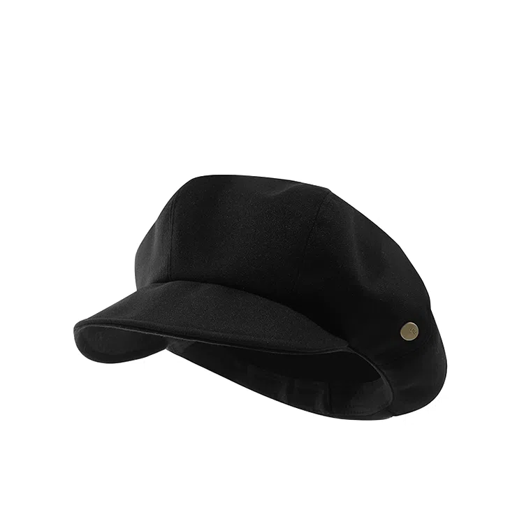 浪莎 时尚英伦复古风八角云朵帽女生秋冬纯色金属标简约百搭短檐贝雷帽 涤纶 贝雷帽 女款