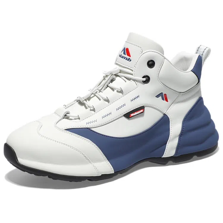 哥仑步 简约舒适 百搭潮流 防滑耐磨增高 高帮 生活休闲鞋 男款 白蓝