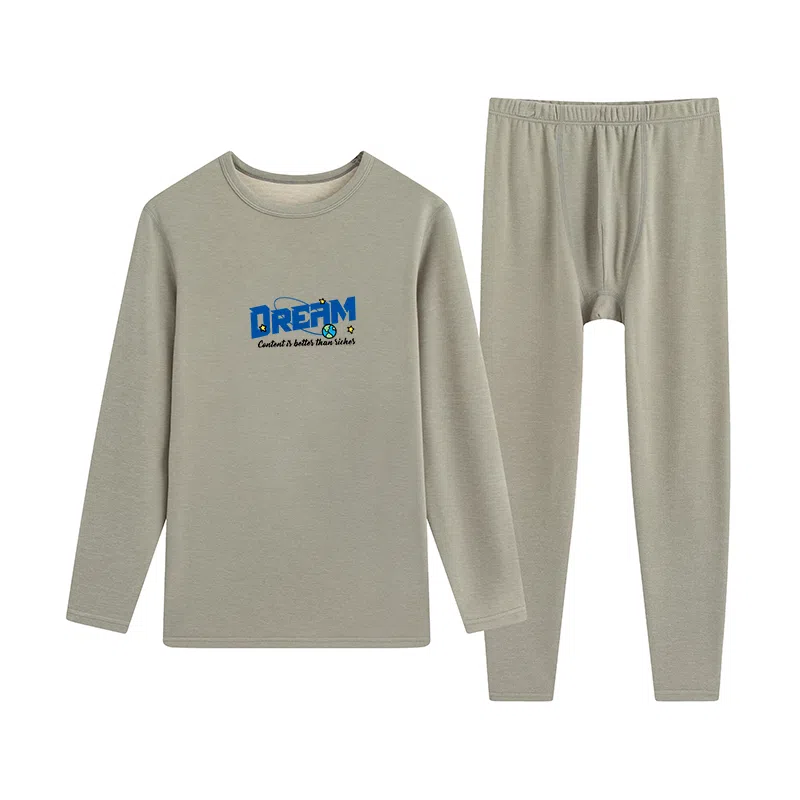 贴身领域 青少年内衣羊绒蚕丝德绒秋衣秋裤打底秋线衣线裤冬季保暖套装 男款