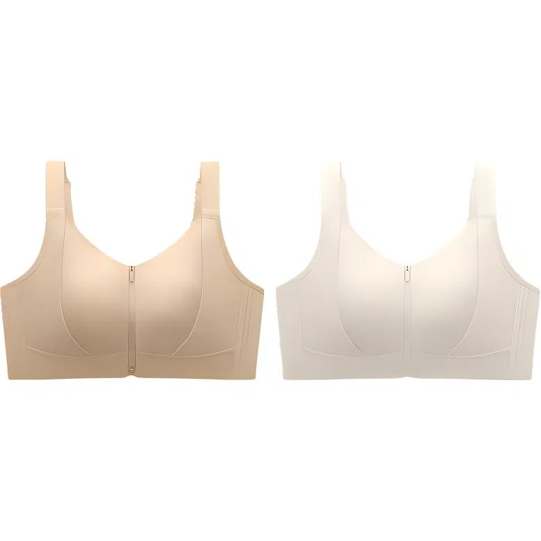 润微 大胸显小前拉链易穿脱塑胸无钢圈无痕运动防震文胸 女款 组合装