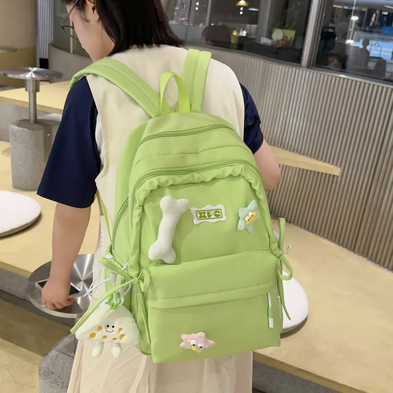 垣途者 日系可爱少女书包初高中大学生学院风背包 尼龙 双肩包 女款 粉色白色黑色紫色黄色绿色