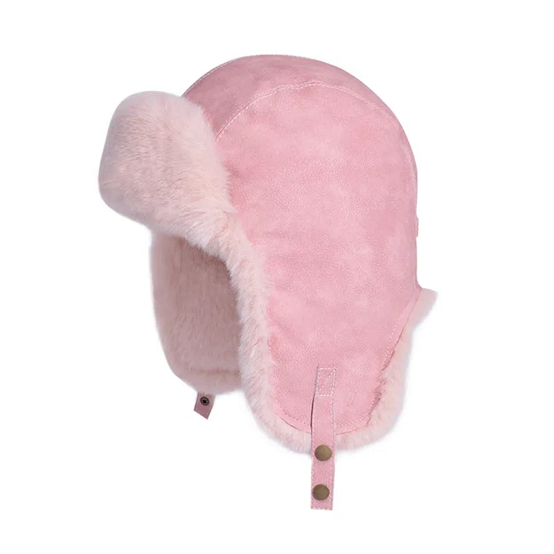 啄木鸟 冬季保暖东北加绒加厚防风防寒护耳 聚酯纤维 雷锋帽 男女同款情侣款 粉色