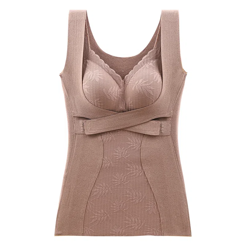 欧迪芬 暖宫舒适性感蕾丝免穿发热升温塑身显瘦亲肤保暖上装 女款