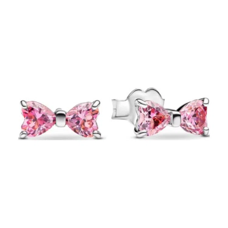 Pandora Bow Stud Earrings Pink