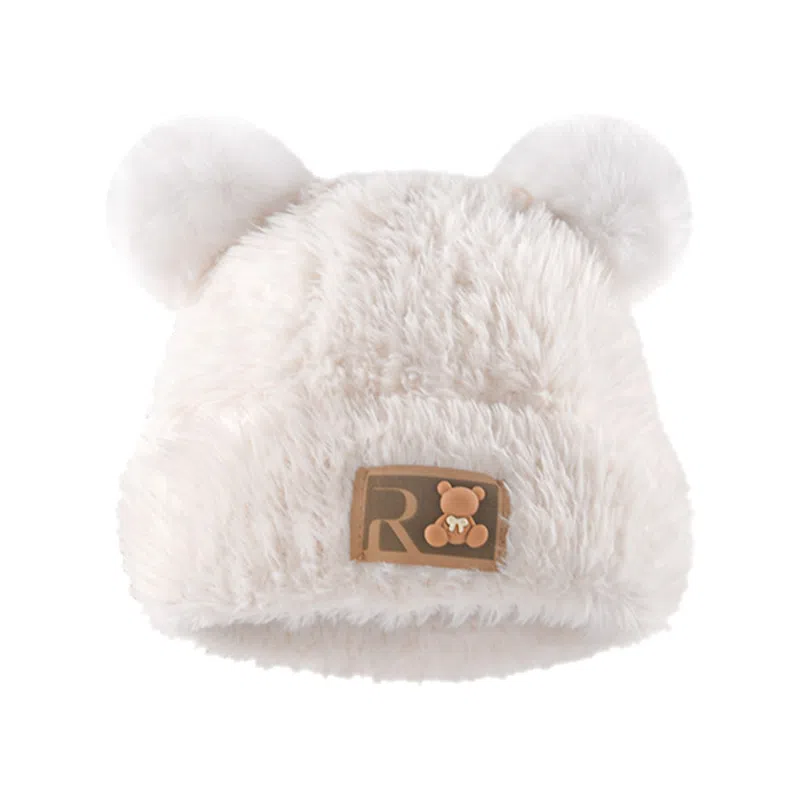 啄木鸟 可爱小熊帽秋冬保暖 立体耳朵贴布字母 毛茸茸显脸小 加厚防寒护耳百搭 聚酯纤维 绒线帽 女款
