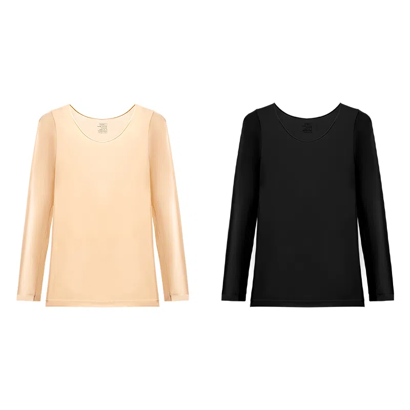 欧迪芬 蓄热高弹贴身肌底衣锁温透气无痕隐形打底长袖保暖上装 女款