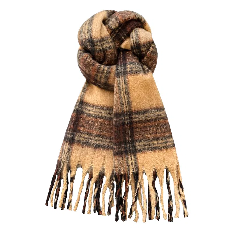 啄木鸟 韩系高级克莱因蓝毛绒秋冬季加厚加宽保暖防寒氛围感百搭新款流苏 绒线围巾 男女同款情侣款