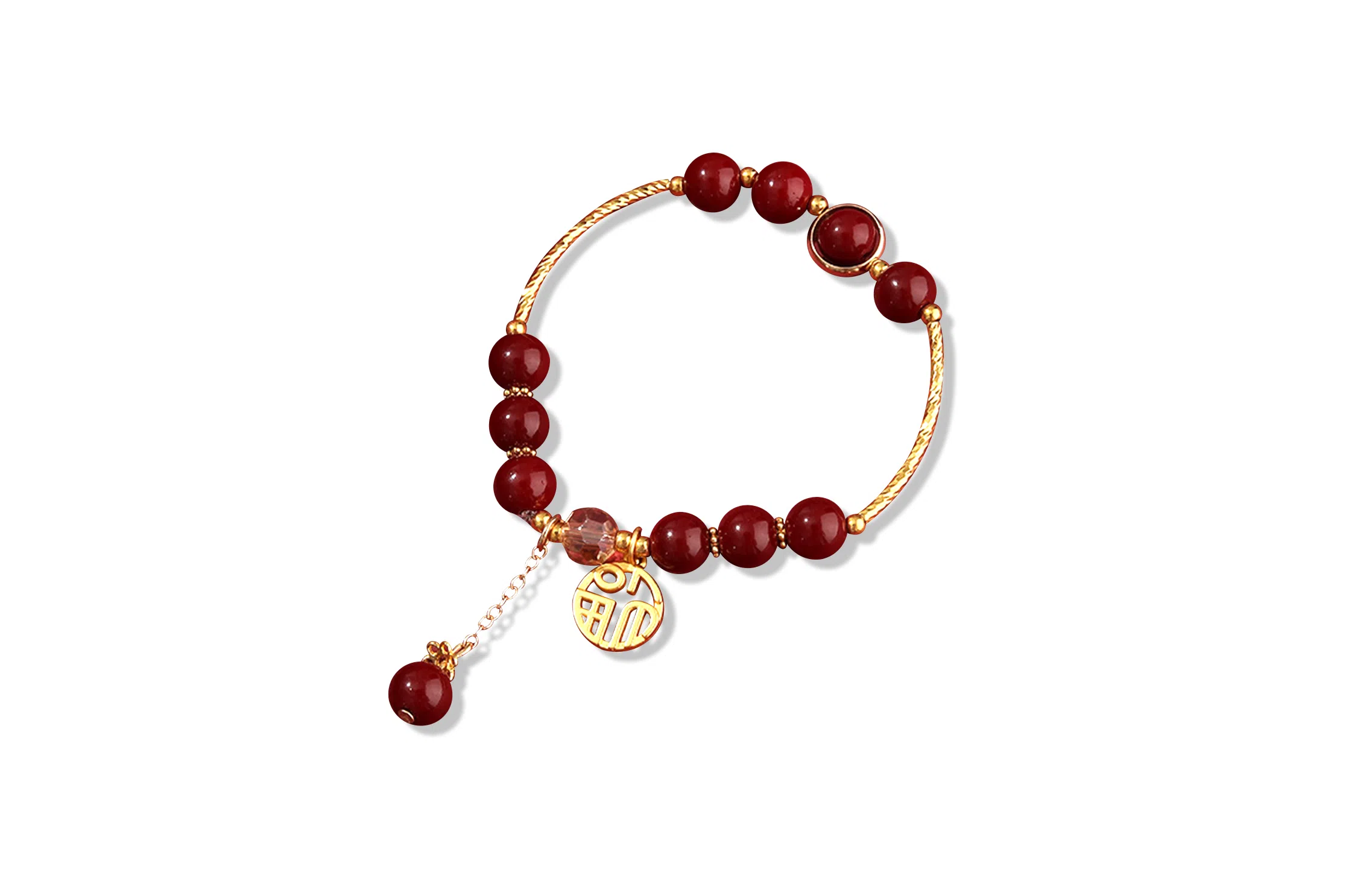 金瑞邦 【赠线香】简单百搭 显白气质 轻奢高档 水逆退散 小众设计 高级感 福牌  转运来福 上岸 #好运 再造辰砂朱砂 手串 女款