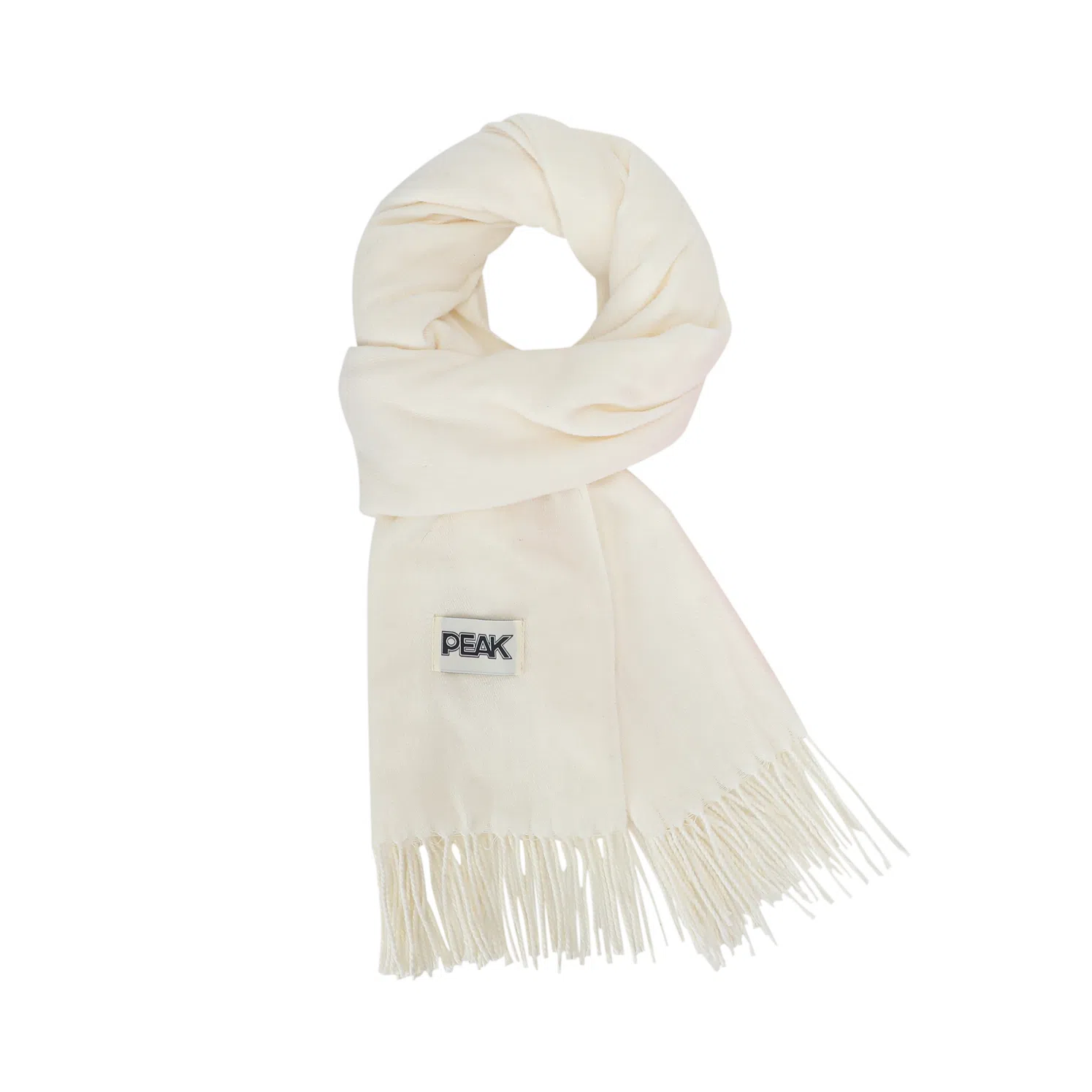 匹克 纯色英伦风防风保暖小香风软糯亲肤两用 绒线围巾 男女同款情侣款 米白色