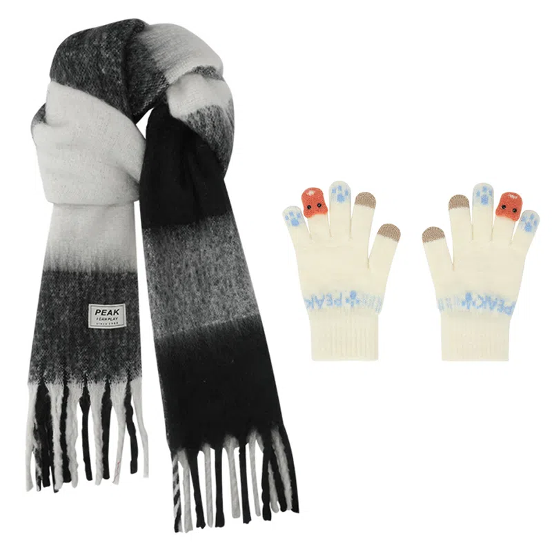 匹克 冬季流苏亲肤保暖组合 聚酯纤维 绒线围巾 男女同款情侣款