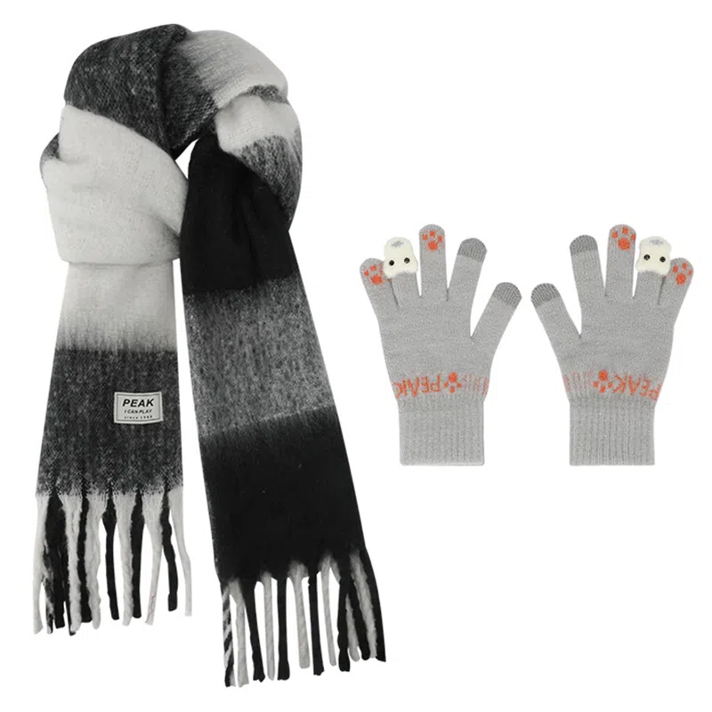 匹克 冬季流苏亲肤保暖组合 聚酯纤维 绒线围巾 男女同款情侣款