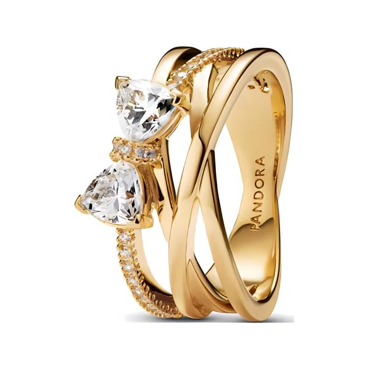Pandora Starlight Bow Ring Gold Cubic Zirconia