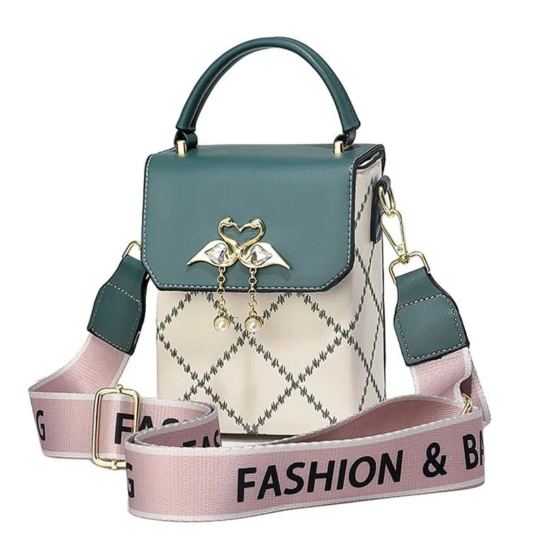 威蒙 洋气日常百搭可爱盐系单肩斜挎包 人造革 手机包 女款 白色/黑色/卡其/粉色/绿色