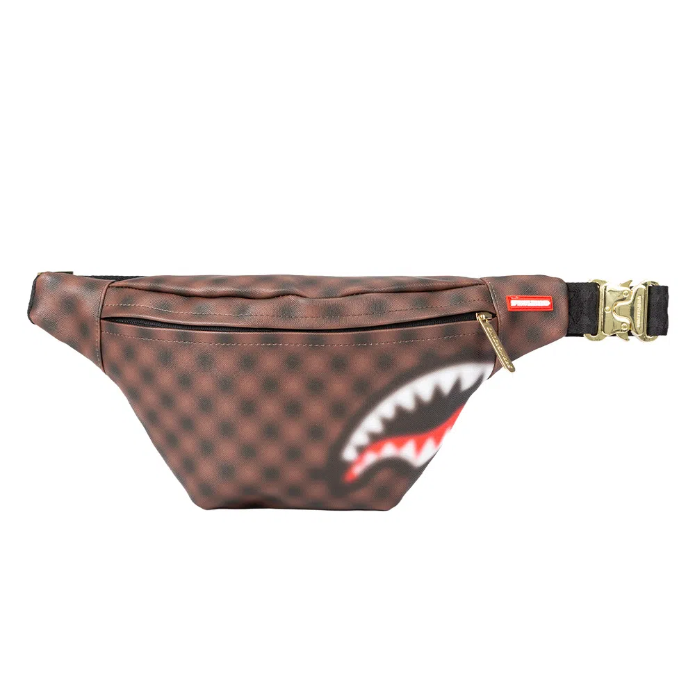 SPRAYGROUND Shark Logo Checkerboard Waist Bag Brown