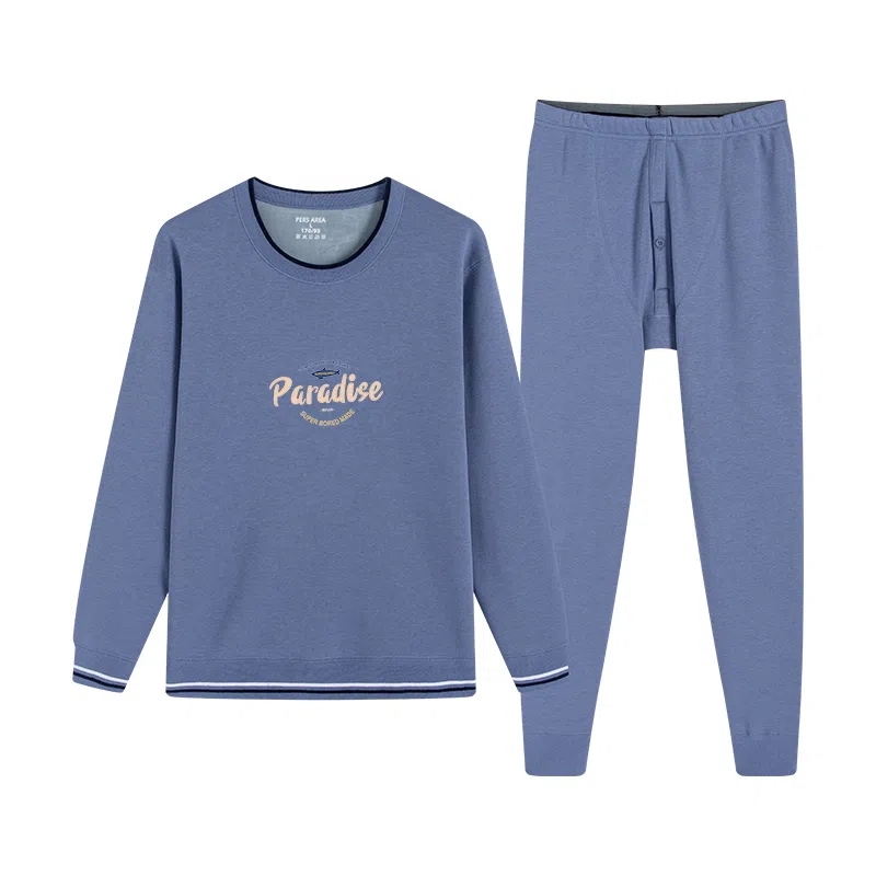 贴身领域 青少年加绒加厚初高中学生防寒打底保暖套装 男款