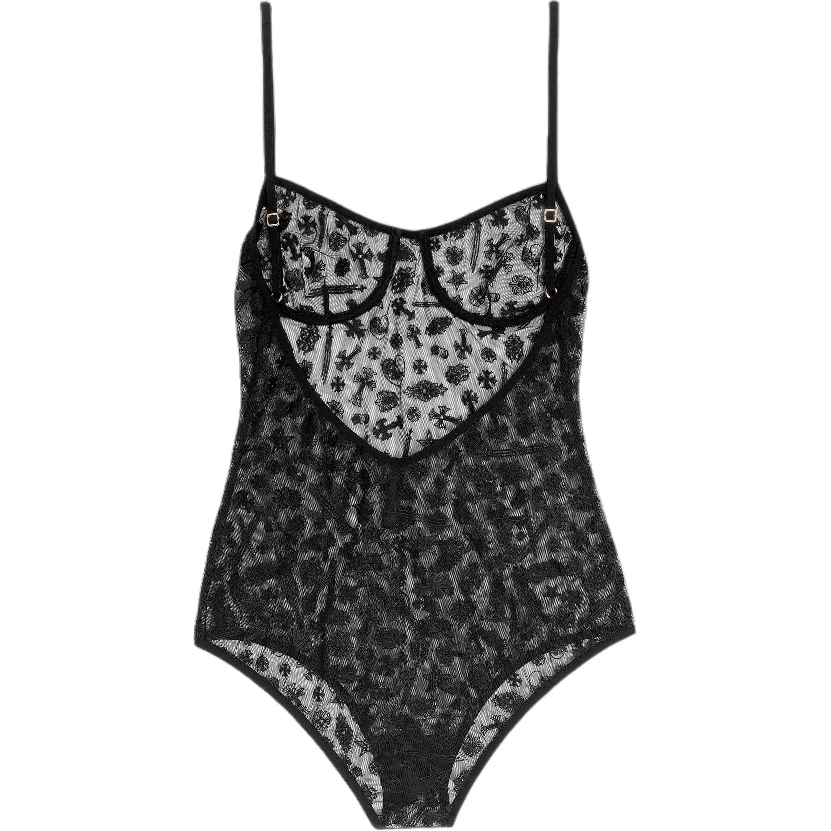 Chrome Hearts FW24 Lace Embroidered Jumpsuit Black