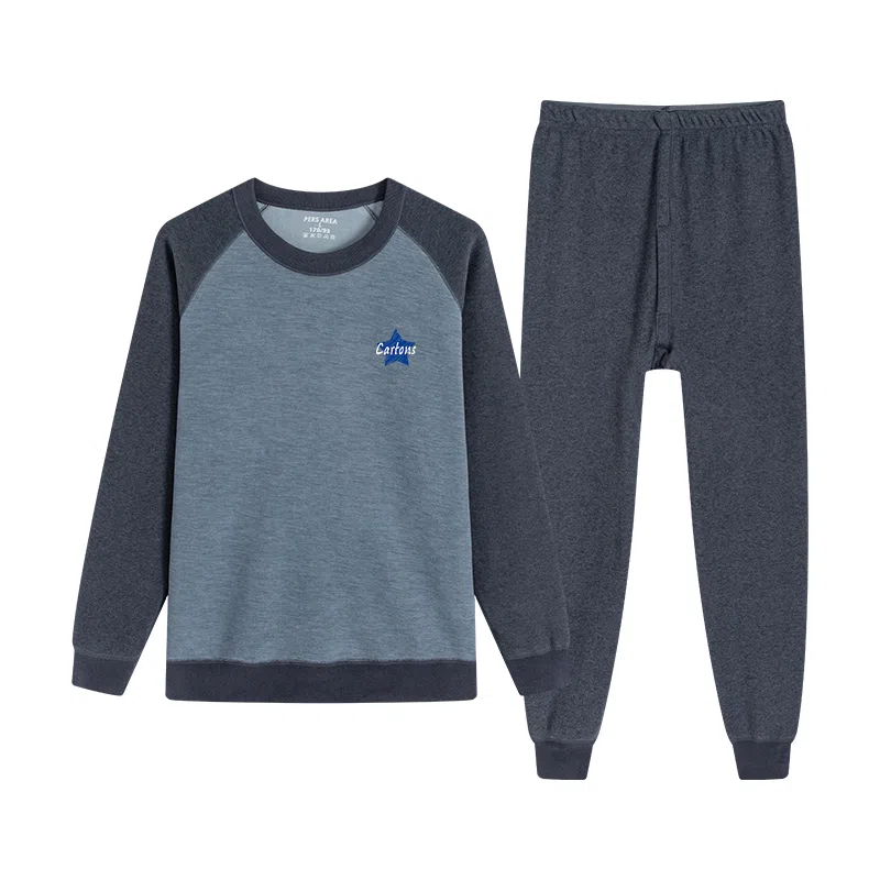 贴身领域 青少年内衣加绒加厚初高中学生防寒内衣秋衣秋裤冬季保暖套装 男款