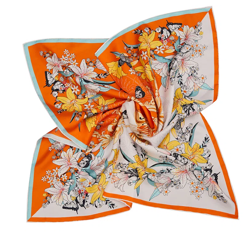 故宫联名 上海故事 方巾双面同色印花垂坠顺滑柔软亲肤纯手工卷边工艺礼盒包装 桑蚕丝 丝巾 女款