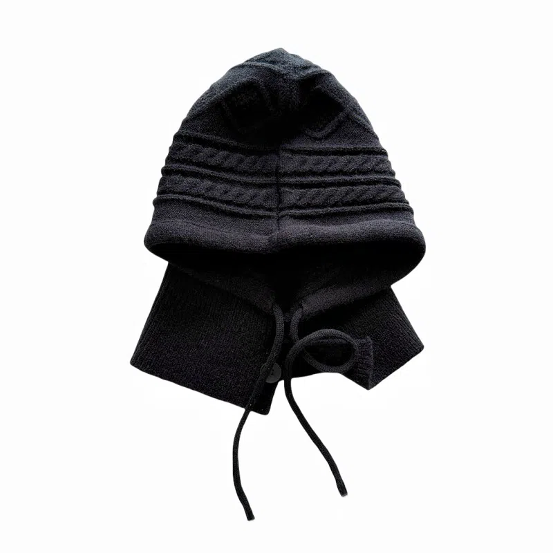 北极绒 毛线针织巴拉克拉法帽围脖一体秋冬天护颈保暖时髦二合一两件套 腈纶 绒线帽 男女同款情侣款