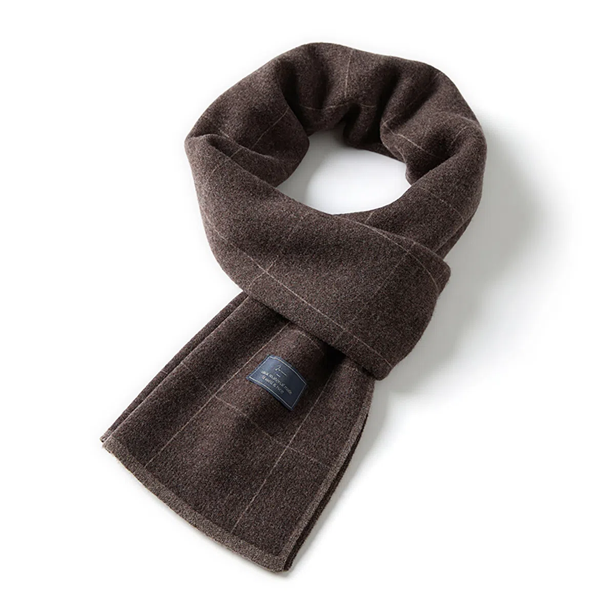 玖慕 纯羊毛秋冬新高级感撞色格子百搭保暖礼盒装 绒线围巾 男款