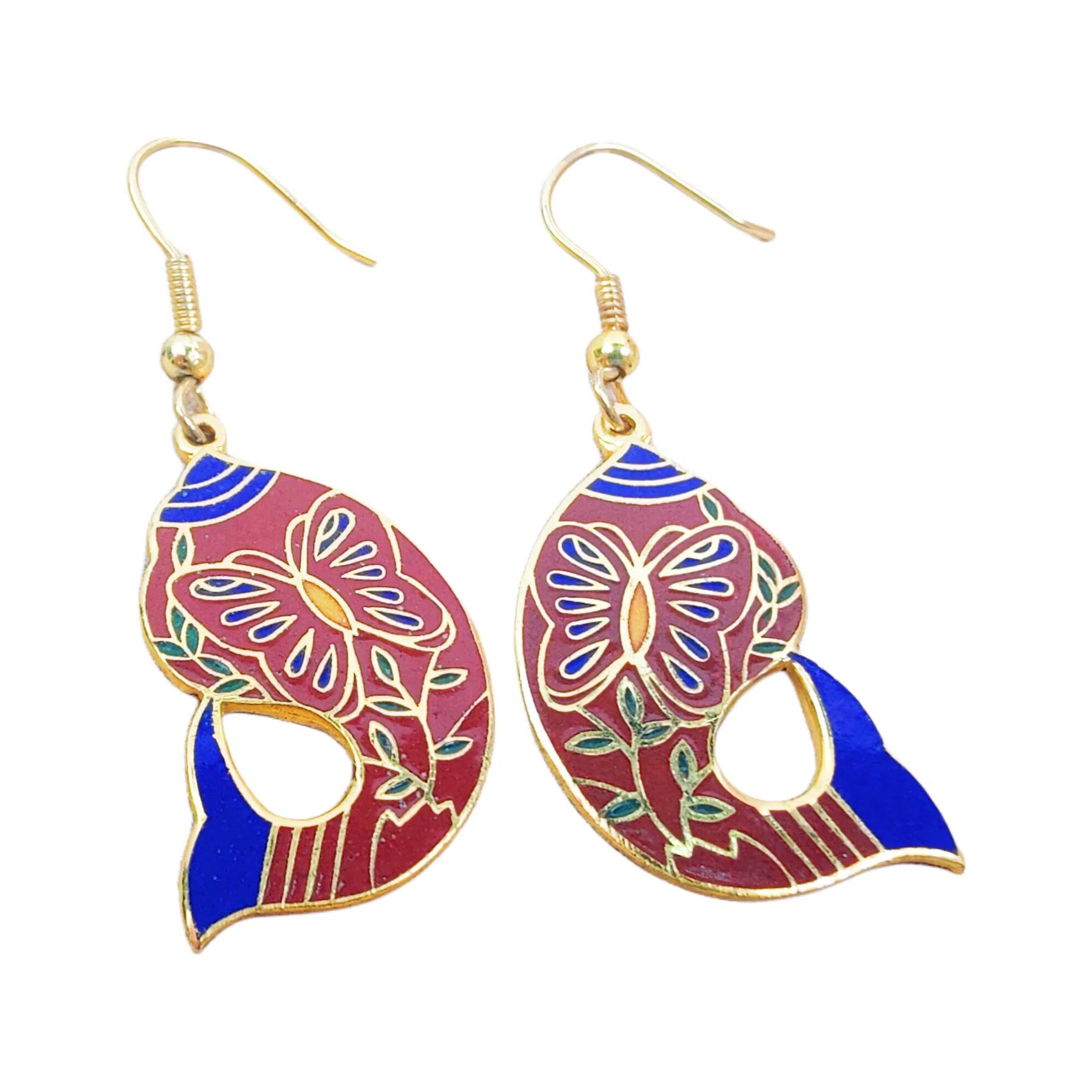 红桥 吉祥红双鱼 绮梦 珐琅 耳环 女款