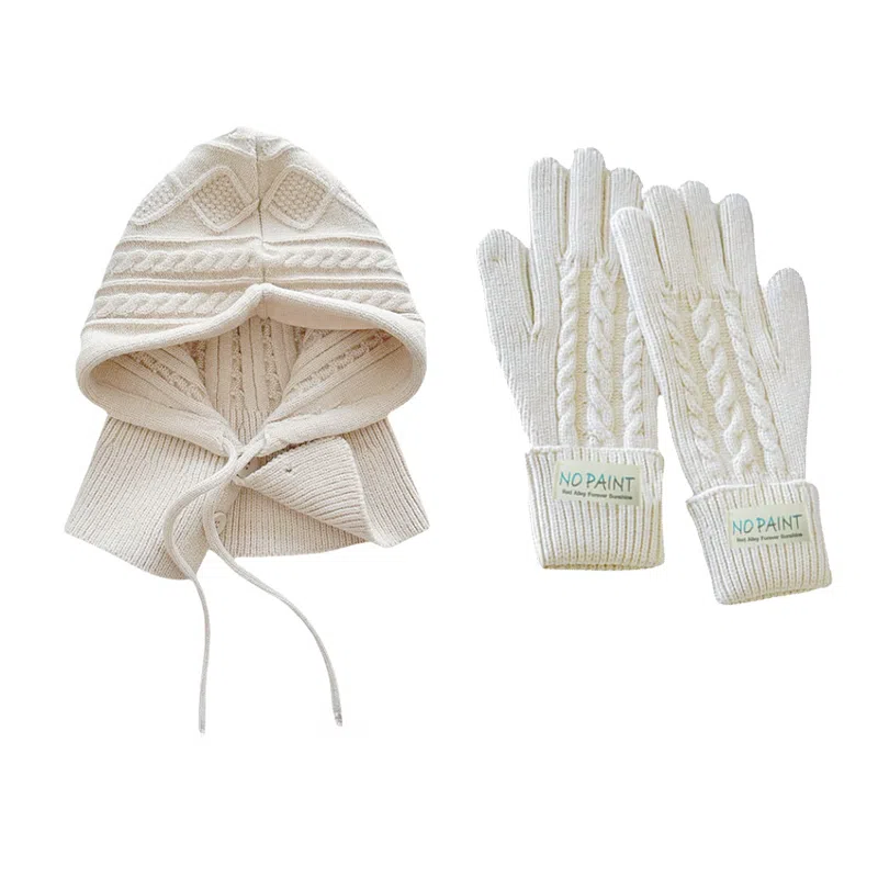 北极绒 毛线针织巴拉克拉法帽围脖一体秋冬天护颈保暖时髦二合一两件套 腈纶 绒线帽 男女同款情侣款