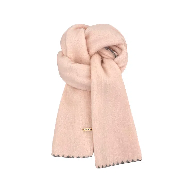 浪莎 超软糯锁边含羊毛围巾女生冬季纯色加厚保暖百搭韩系氛围感围脖护颈披肩 男女同款情侣款 礼盒装 绒线围巾 男女同款情侣款