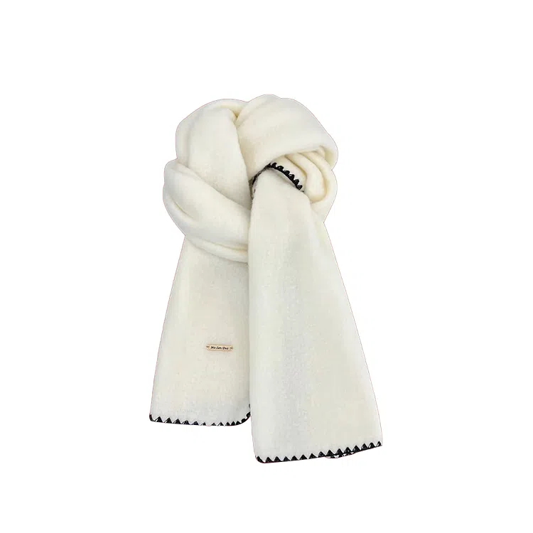 浪莎 超软糯锁边含羊毛围巾女生冬季纯色加厚保暖百搭韩系氛围感围脖护颈披肩 男女同款情侣款 礼盒装 绒线围巾 男女同款情侣款