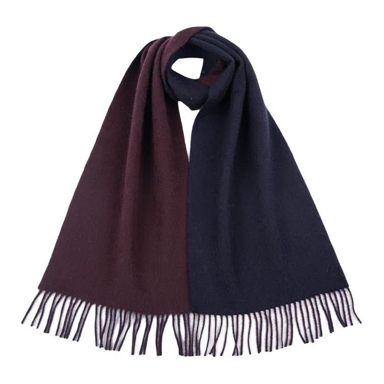 恒源祥 粗纺双面素色水纹 山羊绒 绒线围巾 男款