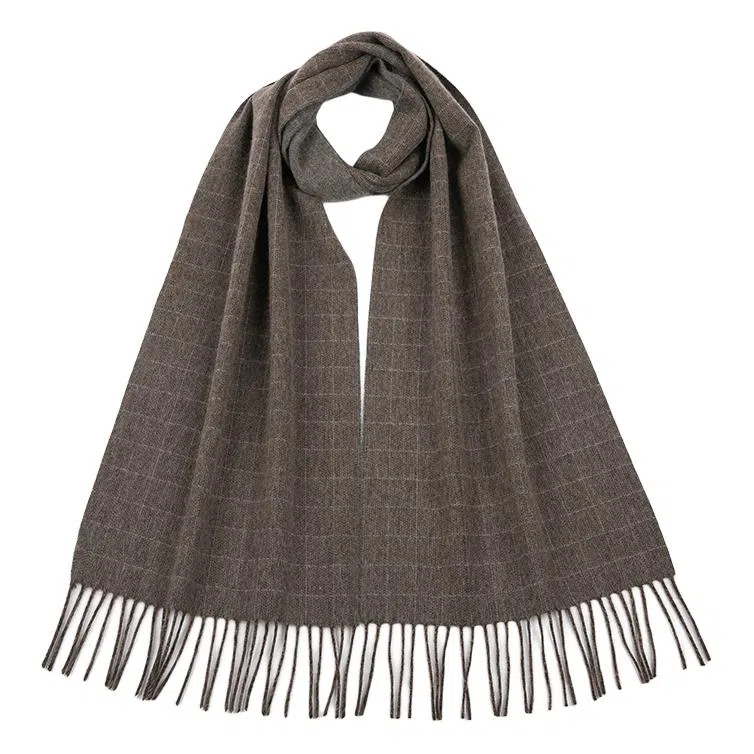 恒源祥 假双面格 山羊绒 绒线围巾 男款