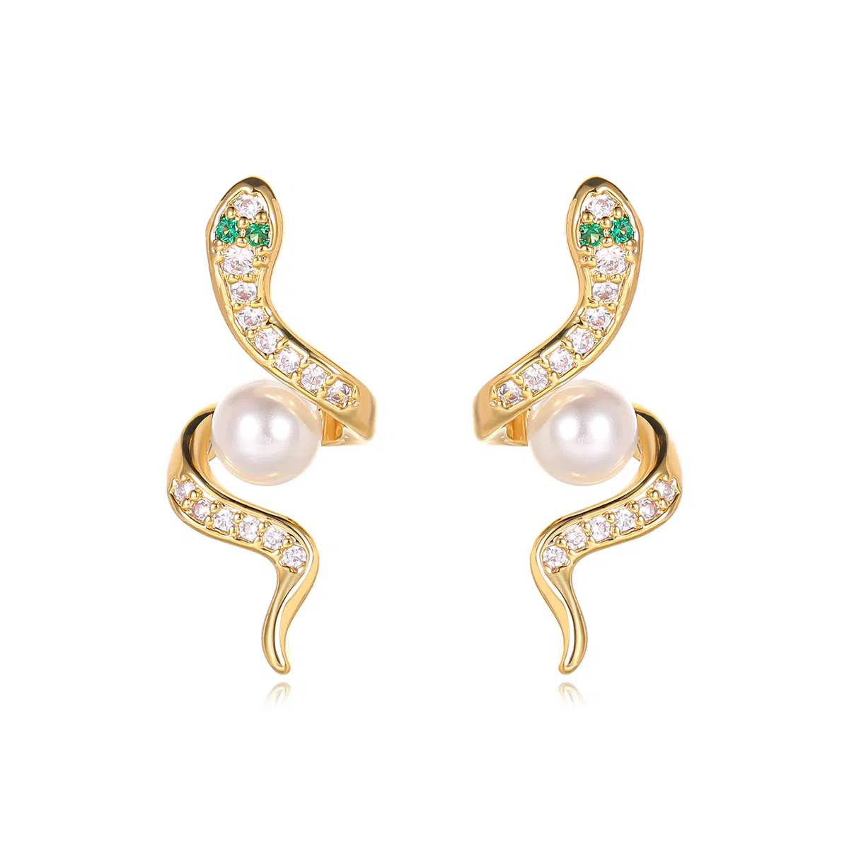 韵系 微镶灵蛇 铜镀金 耳环 女款