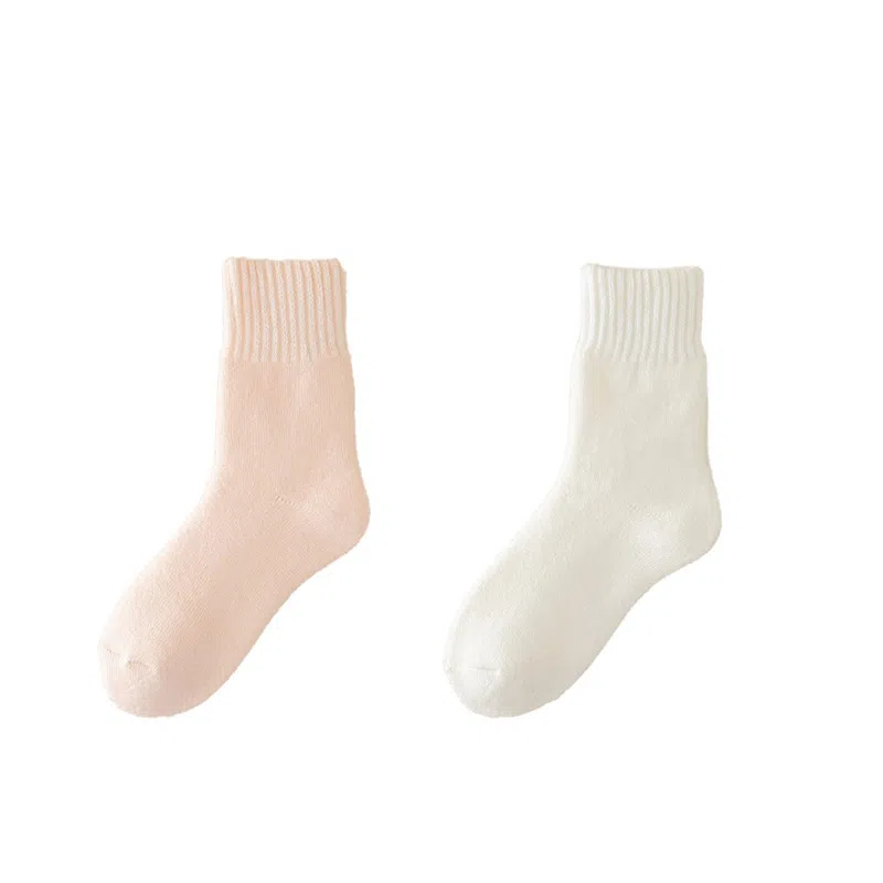 棉基因 舒适保暖发热羊绒加厚加绒纯色中居家百搭中筒袜 女款 组合装