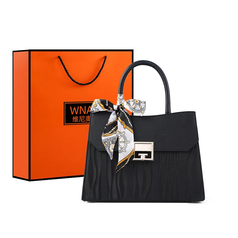 维尼奥 大容量高级感质感小众通勤包百搭 合成革 妈妈手提包单肩斜挎 常规 女款 黑色/蓝色/红色