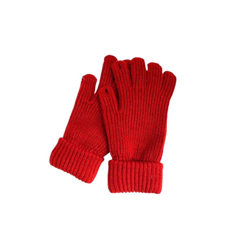 北极绒 韩国克莱因蓝毛线针织可爱冬季加厚保暖可触屏露手指头分指骑车百搭潮流 聚酯纤维 绒线手套 男女同款情侣款